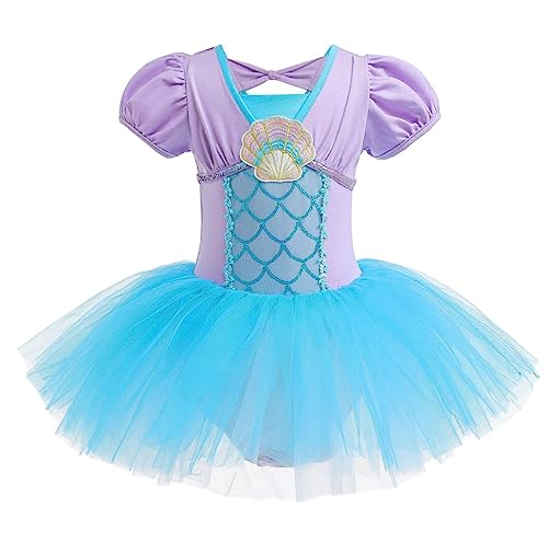 Lito Angels Disfraz Princesa Sirena Ballet Tutu para Niñas, Vestido Maillot de Ballet con Falda, Leotardo de Danza, Talla 3-4 Años (Número de etiqueta 110)