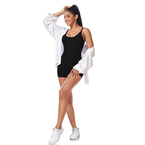 Litthing Monos de Yoga Para Mujer Bodycon de Cuello Cuadrado Sin Manga de Una Pieza Mono Deportivo Sexy Ropa Deportiva Mujer Chándal Conjunto de Gimnasio Ajustado Elástico Acanalados Romper