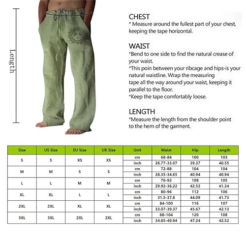 Litthing Pantalones de Lino para Hombre Pantalon de Jogging Algodón Pants Casuales de Verano con Bolsillos Pantalones Holgados con Cordón Pantalon Cómodos y Ligeros