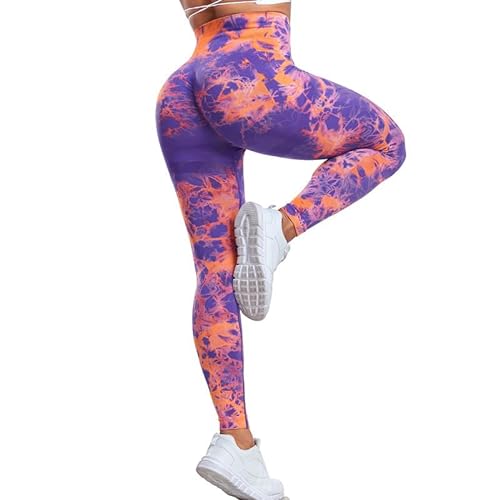 Litthing Tie Dye Gym Leggins Deporte Mujer Yoga Leggings Push Up Suaves Elásticos Tie Dye Mujer Anticeluliticos Sin Costuras Opaco Scrunch Butt Pantalones Yoga Running