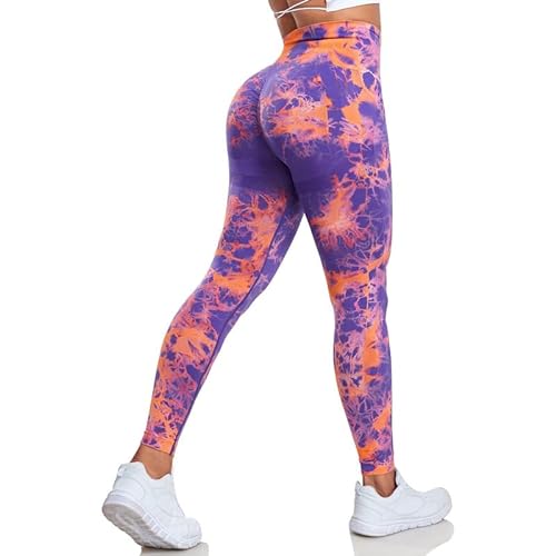 Litthing Tie Dye Gym Leggins Deporte Mujer Yoga Leggings Push Up Suaves Elásticos Tie Dye Mujer Anticeluliticos Sin Costuras Opaco Scrunch Butt Pantalones Yoga Running