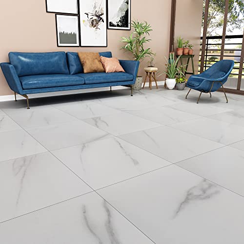 Livelynine 16 Losetas Suelo Vinilo Autoadhesivo Marmol Vinilo Suelo Autoadhesivo Blanco Losetas Vinilo para Suelo 30X30CM Suelo Vinilico Resistente para Baño Cocina Habitación Salón Pasillo Lavadero