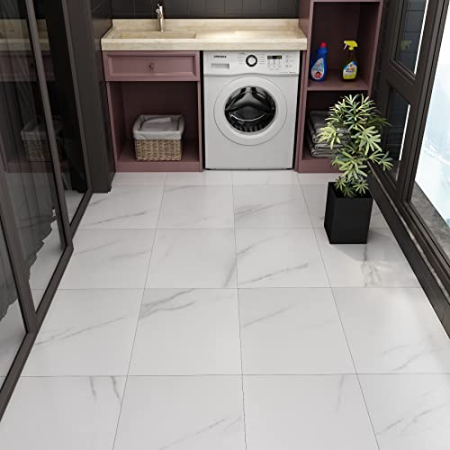 Livelynine 16 Losetas Suelo Vinilo Autoadhesivo Marmol Vinilo Suelo Autoadhesivo Blanco Losetas Vinilo para Suelo 30X30CM Suelo Vinilico Resistente para Baño Cocina Habitación Salón Pasillo Lavadero