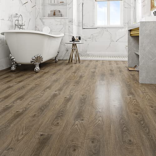 Livelynine Suelo Vinilo Baño Autoadhesivo Impermeable Vinilo Suelo Cocina 16 Piezas Vinilo Adhesivo Suelo Madera Laminado Marrón 90x15CM Suelo Vinilico Autoadhesivo Rollo Papel Pintado