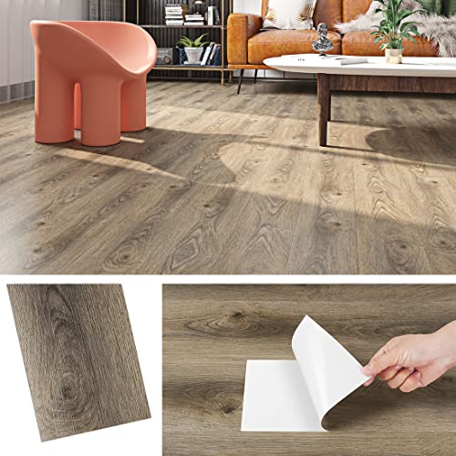 Livelynine Suelo Vinilo Baño Autoadhesivo Impermeable Vinilo Suelo Cocina 16 Piezas Vinilo Adhesivo Suelo Madera Laminado Marrón 90x15CM Suelo Vinilico Autoadhesivo Rollo Papel Pintado