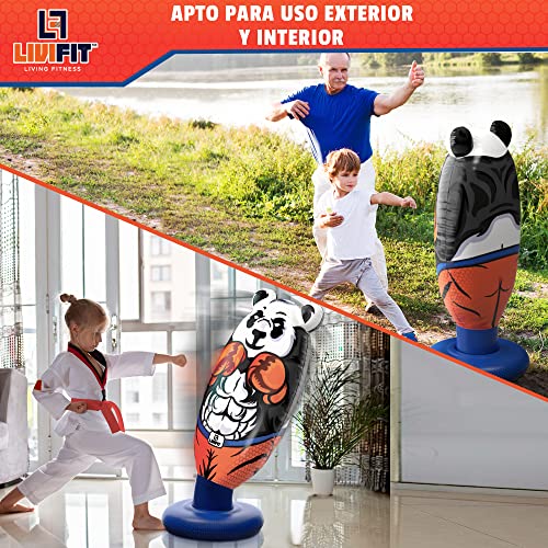 LIVIFIT® Panda Punching Ball - Innovador Saco de Boxeo Hinchable para niños y Adultos - | Boxeo | Taekwondo | Fitness | Karate - Se sostiene por sí Mismo con Rebote instantáneo - Regalo útil Ideal