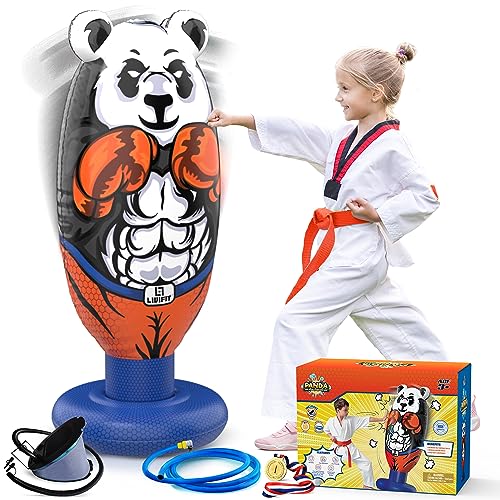 LIVIFIT® Panda Punching Ball - Innovador Saco de Boxeo Hinchable para niños y Adultos - | Boxeo | Taekwondo | Fitness | Karate - Se sostiene por sí Mismo con Rebote instantáneo - Regalo útil Ideal