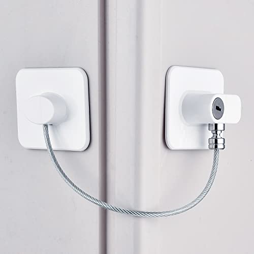 Livired 2PCS Candado Frigorifico de Niños, Cerradura para Puerta de Frigorífico con 4 Llaves, Restrictor de Ventana Cable de Bloqueo, Candado Nevera para Ventana Puerta Cajon Armario (2PCS)