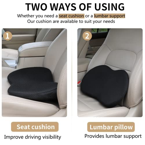 Livtribe Almohada de apoyo lumbar - Cojín de asiento de coche de espuma viscoelástica - Ciática y alivio del dolor de espalda baja, soporte de espalda para conductor (negro)