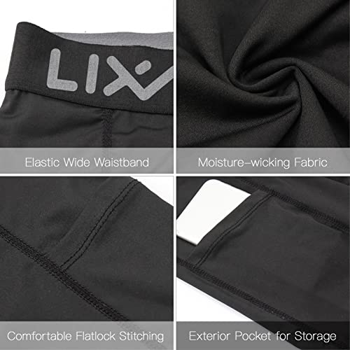 Lixada 3PCS Pantalones Cortos de Compresión para Hombre, Pantalones Cortos de Entrenamiento con Bolsillos