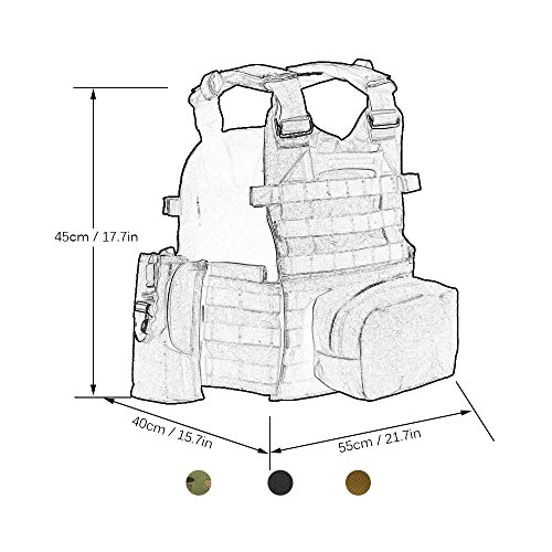 Lixada Chaleco Táctico Militar, Chaleco Táctico Hombre , Chaleco de Asalto Entrenamiento para Airsoft con Compartimentos, Ropa Militar de bolsillos, Modular de Caza de Engranajes