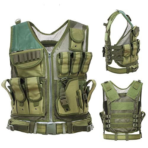 Lixada Chaleco Táctico Multifuncional Respirable Desmontaje Rápido Equipo de Entrenamiento para CS Field Protections Vest