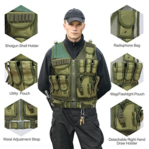 Lixada Chaleco Táctico Multifuncional Respirable Desmontaje Rápido Equipo de Entrenamiento para CS Field Protections Vest