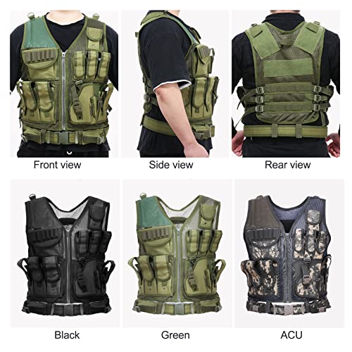 Lixada Chaleco Táctico Multifuncional Respirable Desmontaje Rápido Equipo de Entrenamiento para CS Field Protections Vest