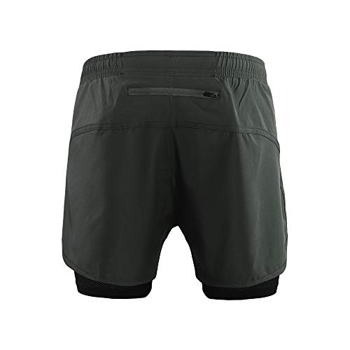 Lixada Hombres Pantalónes Cortos de Running 2-en-1, Pantalones Cortos de Atletismo, Pantalones Cortos de Fitness Maratón, Transpirable Pantalones+Secado Rápido