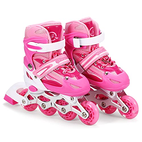 Lixada Patines en Línea Iluminados Ajustables con Ruedas Iluminadas para Niños y Adultos (S, Rosa)