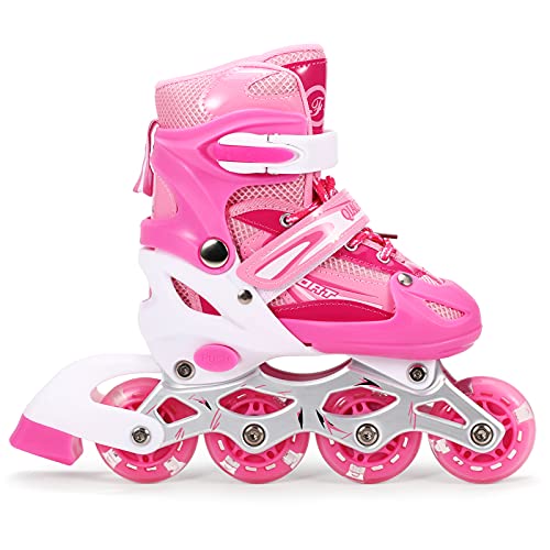 Lixada Patines en Línea Iluminados Ajustables con Ruedas Iluminadas para Niños y Adultos (S, Rosa)