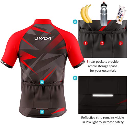 Lixada Ropa de Ciclismo para Hombre, Culotte y Maillot, Maillot Ciclismo Hombre, Ropa Ciclismo Hombre 3D Acolchado,Traje de Ropa de Bicicleta de Montaña