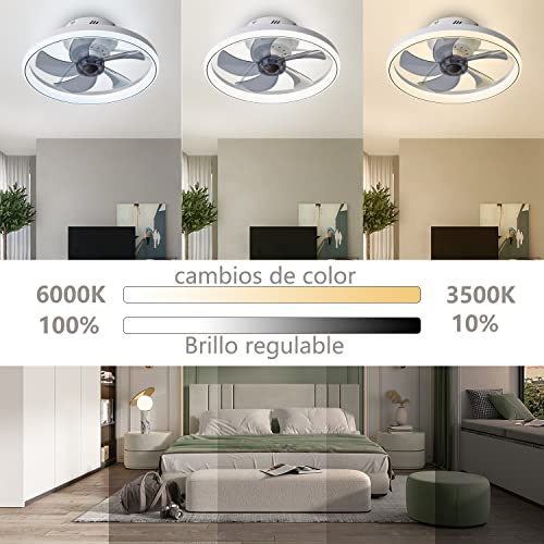 LMiSQ Ventilador Silencioso de Techo Sin Aspas con Luz Led y Mando a Distancia, 50CM , 6 Velocidades 3 Tonalidades Dc Reversible para Dormitorio