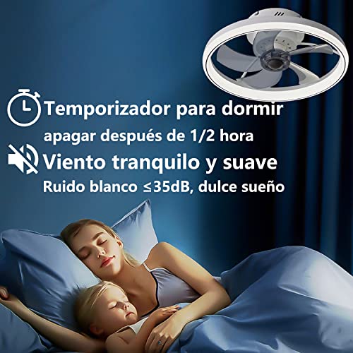 LMiSQ Ventilador Silencioso de Techo Sin Aspas con Luz Led y Mando a Distancia, 50CM , 6 Velocidades 3 Tonalidades Dc Reversible para Dormitorio