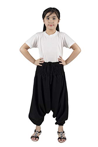 Lofbaz Niño Niña Bebé Harem Pantalones Aladdin Verano Mono Einfarbig Negro Tamaño 3-6M