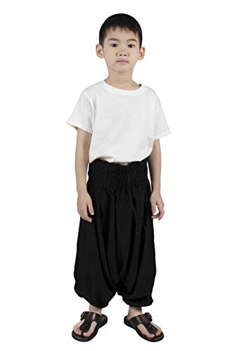 Lofbaz Niño Niña Bebé Harem Pantalones Aladdin Verano Mono Einfarbig Negro Tamaño 3-6M