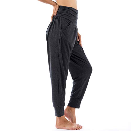 Lofbaz Pantalones de Yoga para Mujer Leggings de Entrenamiento Ropa de Mujer Pantalones Deportivos Ropa Harem Pijamas Gris L