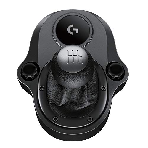 Logitech G Driving Force Palanca de Cambio para Volantes de Carreras G29 y G920, 6 Velocidades, Marcha Atrás a Presion, Acero y Cuero, PS4/Xbox One/PC/Mac - Negro