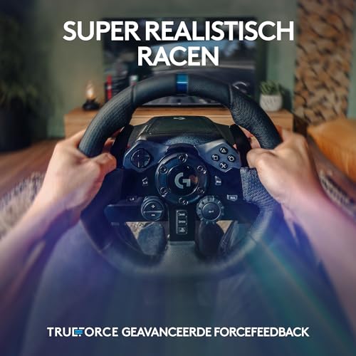 Logitech G923 Volante y Pedales de Carrera para PS5, PS4, PC, TRUEFORCE 1000 Hz con Force Feedback, Embrague Dual, Funda de Volante en Cuero Auténtico, Compatible con F1 23 & Gran Turismo 7, Negro