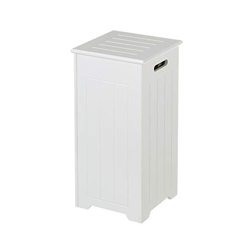 LOLAhome Cesto de Ropa arcón de Madera Blanco contemporáneo de 60x29x29 cm