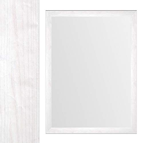 LOLAhome Espejo de Pared de Madera MDF nórdico de 56 x 76 cm para decoración (Blanco)