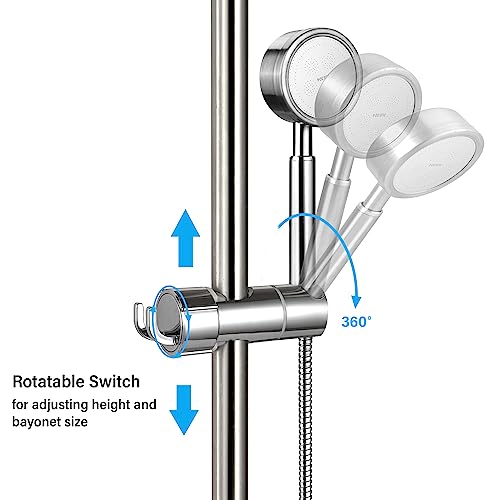 Lolypot Universal Soporte para Ducha Rotación de 360° Soporte Alcachofa Ducha Mano Soporte de Cabezal ducha para barra deslizante, 16~27mm de Diámetro Ajustable, Adecuado para Baño la Barra de Ducha