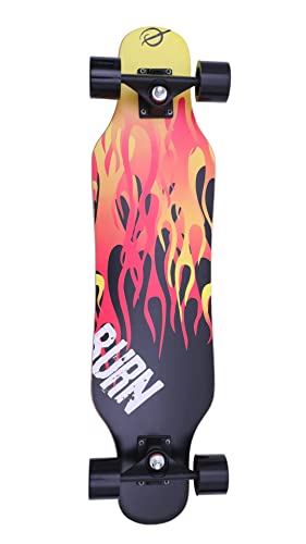 Longboard Cruiser Burn de 80cm para Carving y Cruising - Tabla Larga de Alta Resistencia y Ligereza, Rodamientos ABEC-7 - Ideal para Niños, Adolescentes y Principiantes en el Skateboarding