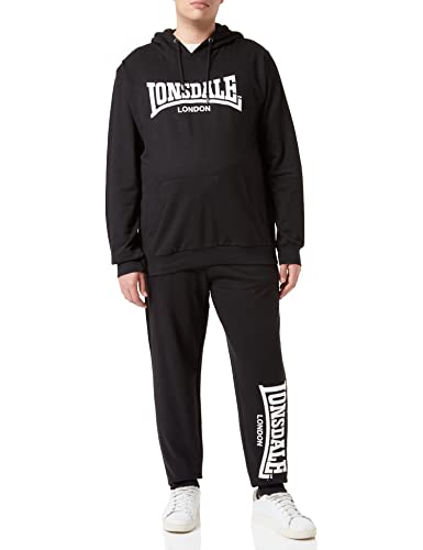 Lonsdale Cloudy Chándal con Capucha, Blanco/Negro, L para Hombre