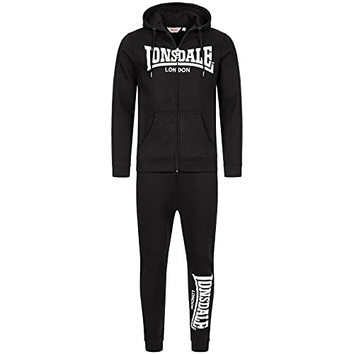 Lonsdale Feeny Chándal con Capucha, Blanco/Negro, XXL para Hombre