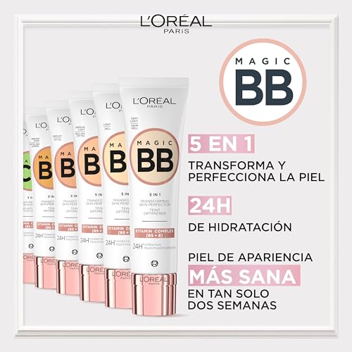 L'Oreal Paris Make-up Designer, Fondo de maquillaje BB cream, Color Medio Claro, 30 ml (Paquete de 1)