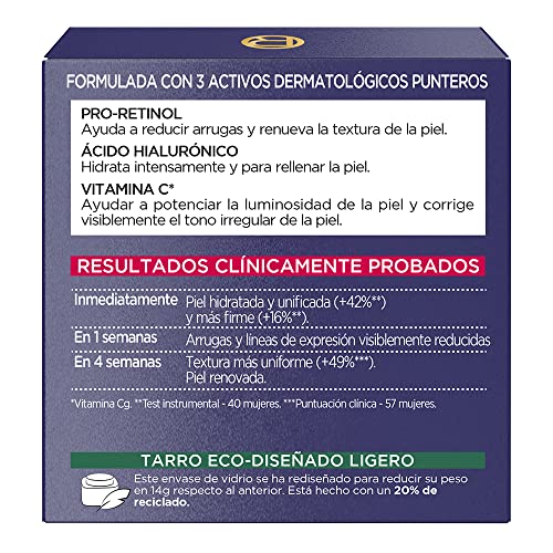 L'Oréal Paris Revitalift Láser Crema de Noche Anti-Edad Triple Acción, Antiarrugas y Multicorrección, 50 ml