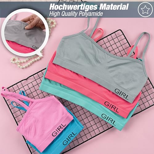 LOREZA ® 5 Bustiers para Niñas en Microfibra Sujetador Deportivo Ropa Interior - Modelo 2-14-16 años