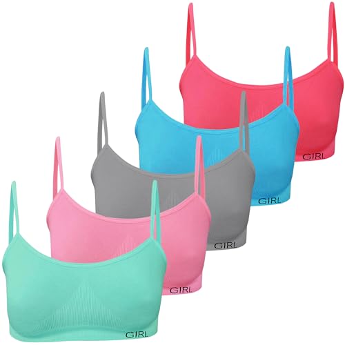 LOREZA ® 5 Bustiers para Niñas en Microfibra Sujetador Deportivo Ropa Interior - Modelo 2-14-16 años