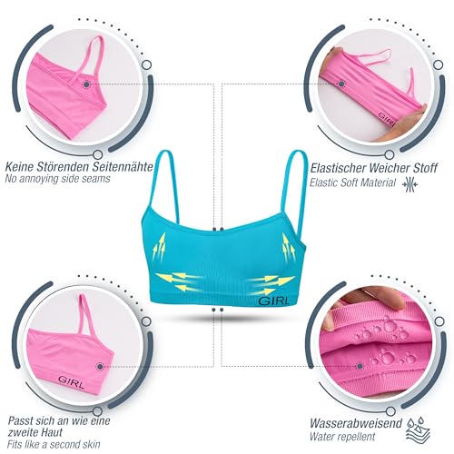 LOREZA ® 5 Bustiers para Niñas en Microfibra Sujetador Deportivo Ropa Interior - Modelo 2-14-16 años