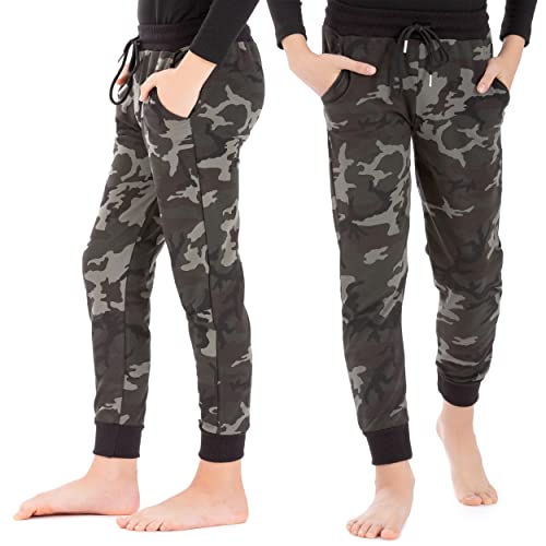 LOREZA® Pantalones de chándal de Camuflaje para niños y niñas (128-134 (8-9 años), Estilo 2)