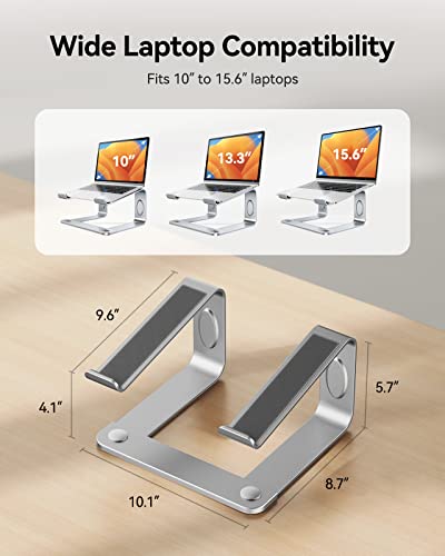 LORYERGO Soporte para Portátil - Soporte Elevador Ergonómico para Escritorio, Soporte para Portátil Compatible con la Mayoría de los Portátiles de 10-15.6", Plata