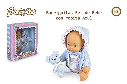 los Barriguitas Set de bebé con ropita y Mascota de Punto, Color Azul