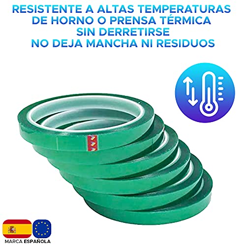 Los Eventos de la Tata. PACK 6 unidades de Cinta Térmica Adhesiva verde especial para sublimar, resistente a altas temperaturas |No Mancha