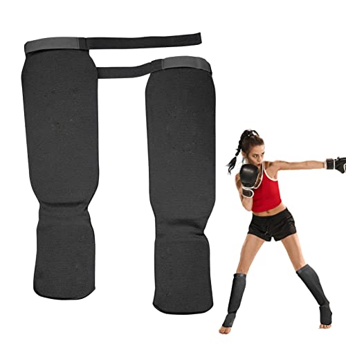 LOSOO Espinilleras Muay Thai | Empeine para MMA,Protectores Acolchados para espinilleras y Empeine, Entrenamiento protección para el Empeine, Equipo protección para Combate