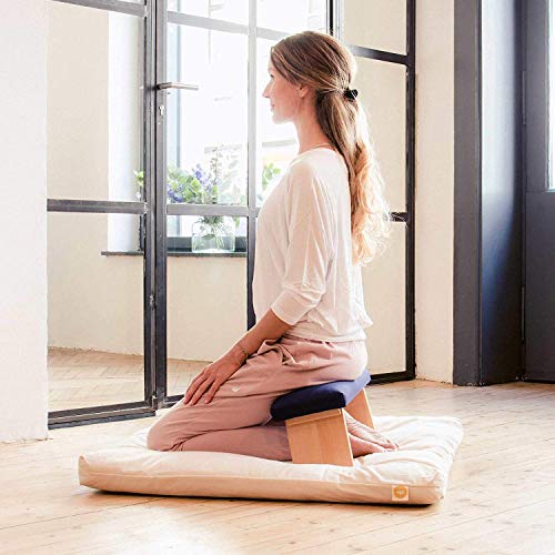 Lotuscrafts Banco de Meditación Dharma Plegable - Hecho en Europa - Taburete de Yoga de Madera - Banco de Meditación para una Meditación Profunda