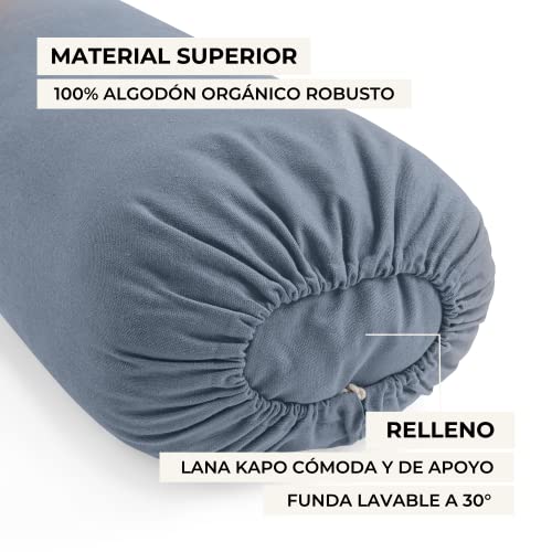 Lotuscrafts Bolster Yoga Rectangular para Yin Yoga - Relleno de Kapok - Cubierta en Algodon Lavable - Cojin Yoga Restaurativo - Bolster Yoga Kapok - Bolster Yoga Algodon