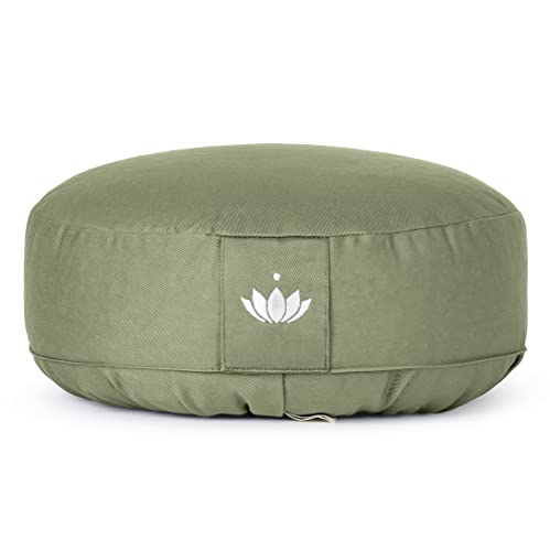 Lotuscrafts Cojin Meditacion Yoga Lotus - Altura 10 cm - Relleno de Espelta - Cubierta en Algodon Lavable- Zafu Meditación - Cojin Suelo Redondo - Cojin Yoga - Meditation Cushion - Certificado Gots