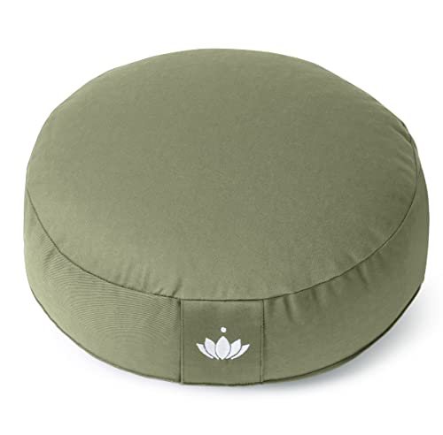 Lotuscrafts Cojin Meditacion Yoga Lotus - Altura 10 cm - Relleno de Espelta - Cubierta en Algodon Lavable- Zafu Meditación - Cojin Suelo Redondo - Cojin Yoga - Meditation Cushion - Certificado Gots