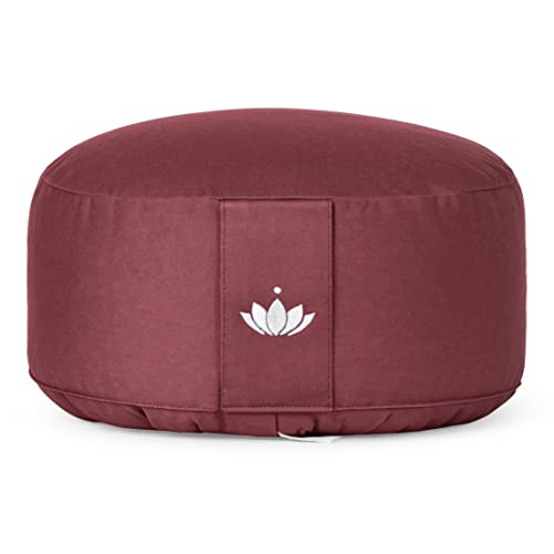 Lotuscrafts Cojin Meditacion Yoga Lotus - Altura 15 cm - Relleno de Espelta - Cubierta en Algodon Lavable- Zafu Meditación - Cojin Suelo Redondo - Cojin Yoga - Meditation Cushion - Certificado Gots